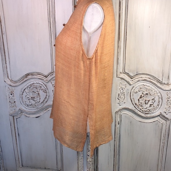 Madre Terra 100% Silk Made in India Burnt Sienna Sleeveless Mandarin Collar Top - Picture 5 of 11
